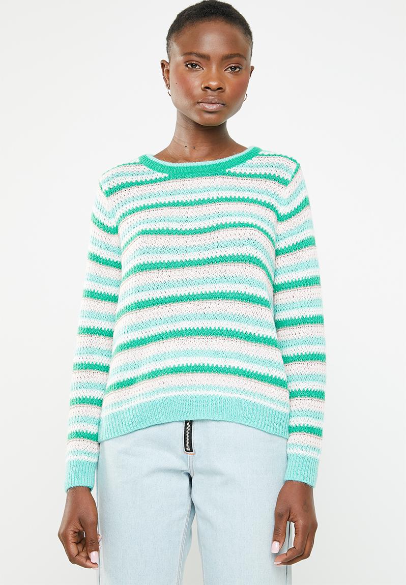 Black and Kelly Green Striped Half Sleeve Top main image 1