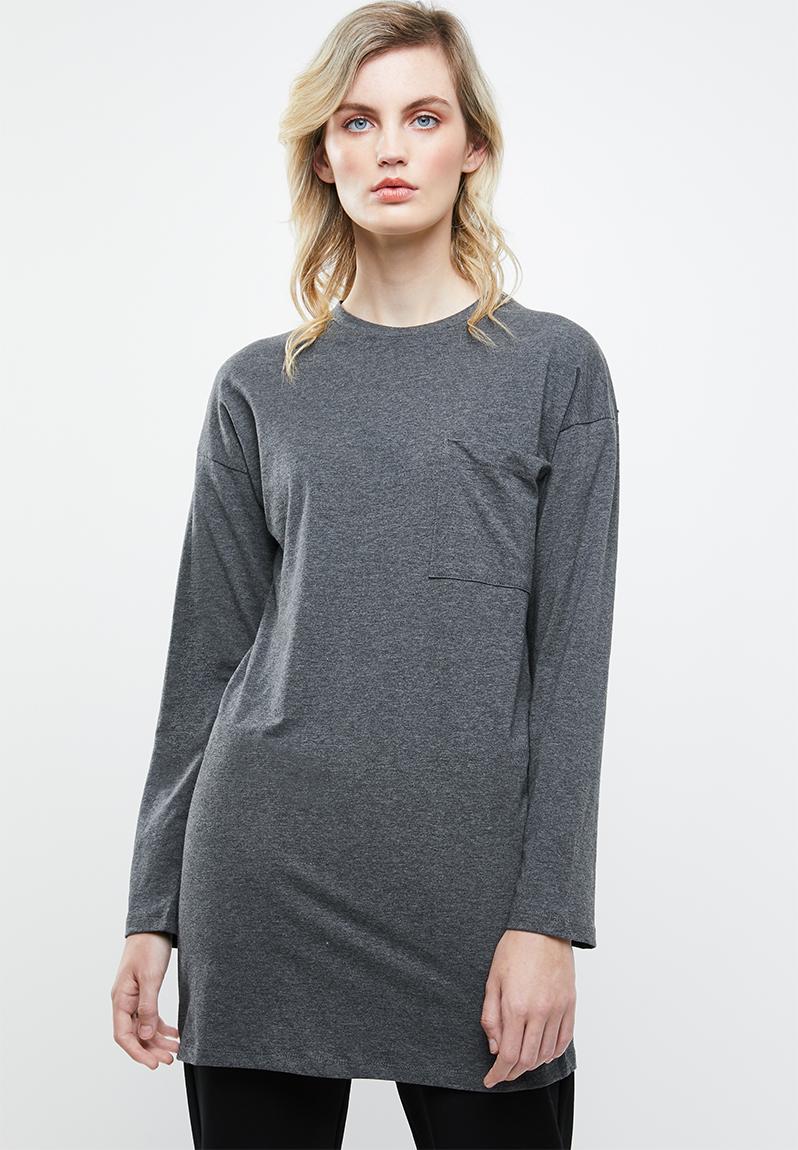 Longline tee with pocket - charcoal mel Superbalist T-Shirts, Vests ...