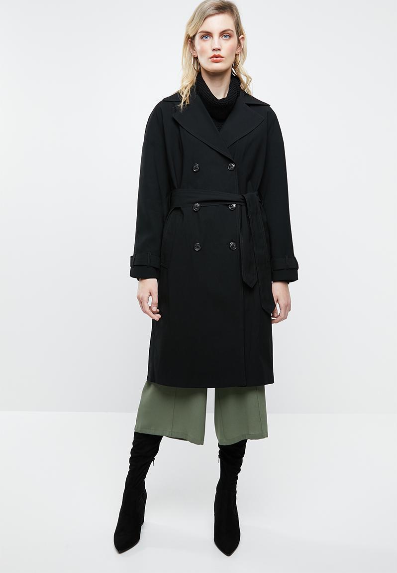 Emilia long trench coat - black ONLY Coats | Superbalist.com