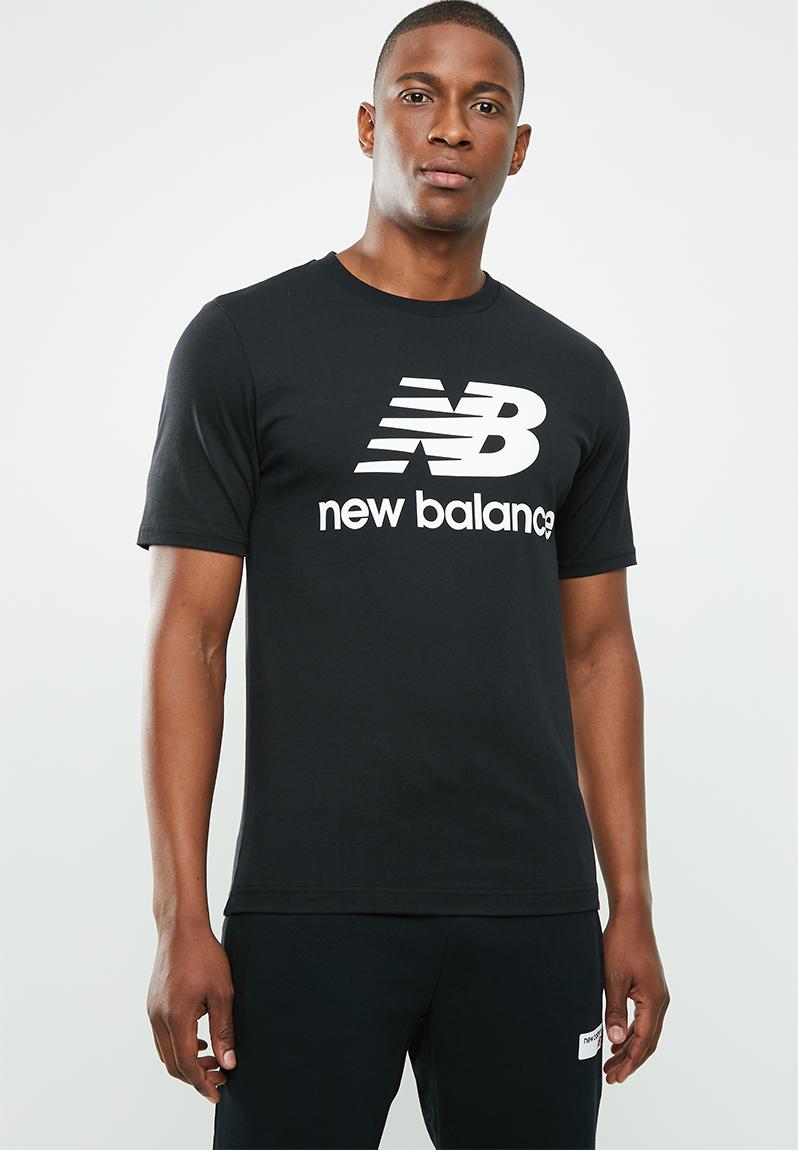Essentials stacked logo short sleeve tee - black New Balance T-Shirts ...