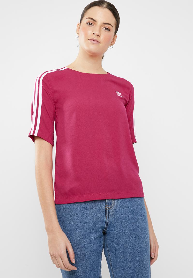 3 short sleeve stripe tee - pink adidas Originals T-Shirts ...