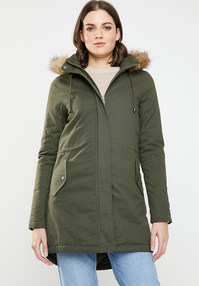 Parka with trim detail - khaki Brave Soul Jackets | Superbalist.com