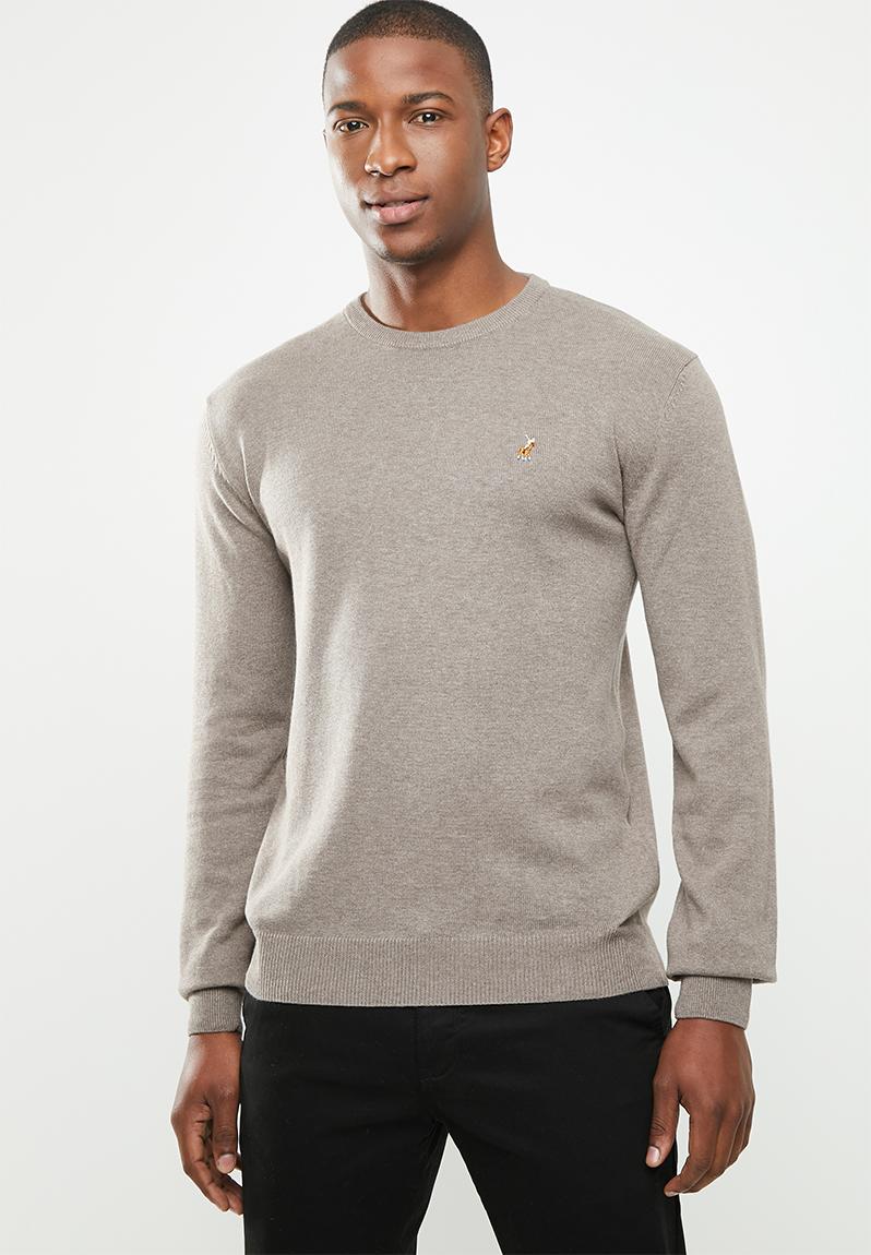 Crew neck long sleeve pullover - taupe POLO Knitwear | Superbalist.com