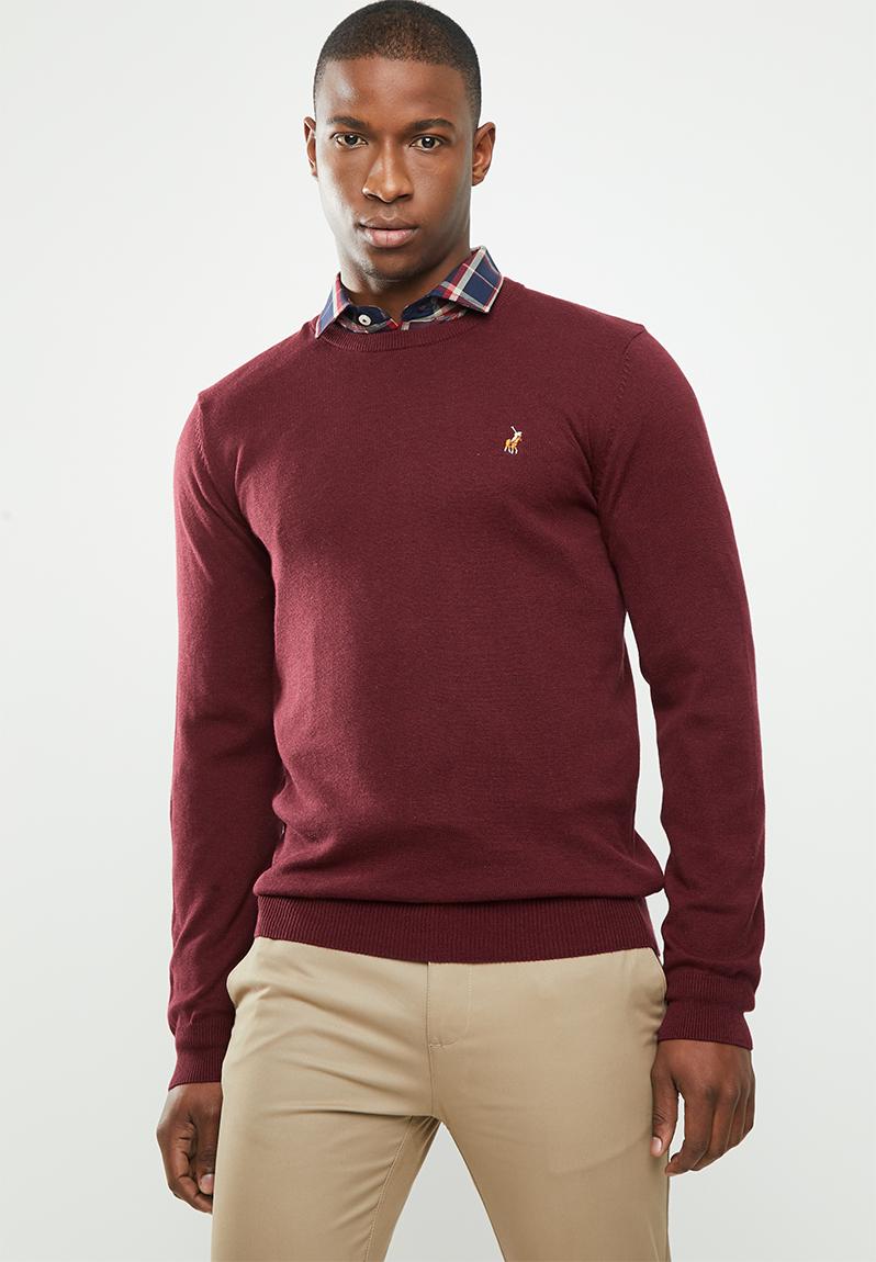 Crew neck long sleeve pullover - wine / burgundy POLO Knitwear ...