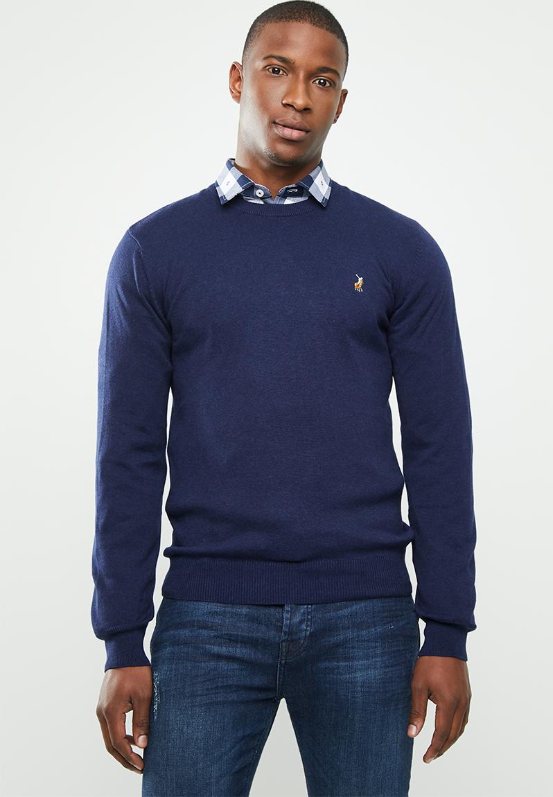 Crew neck long sleeve pullover - navy POLO Knitwear | Superbalist.com