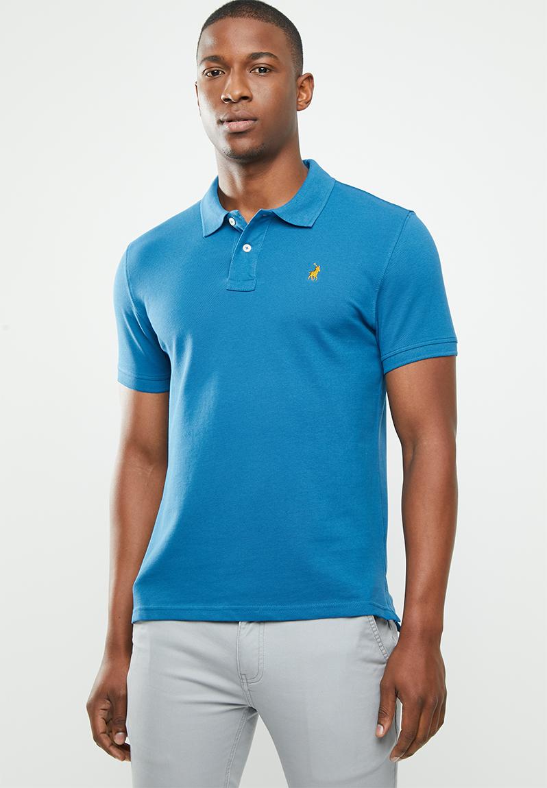 Stretch pique short sleeve golfer - deep blue POLO T-Shirts & Vests ...
