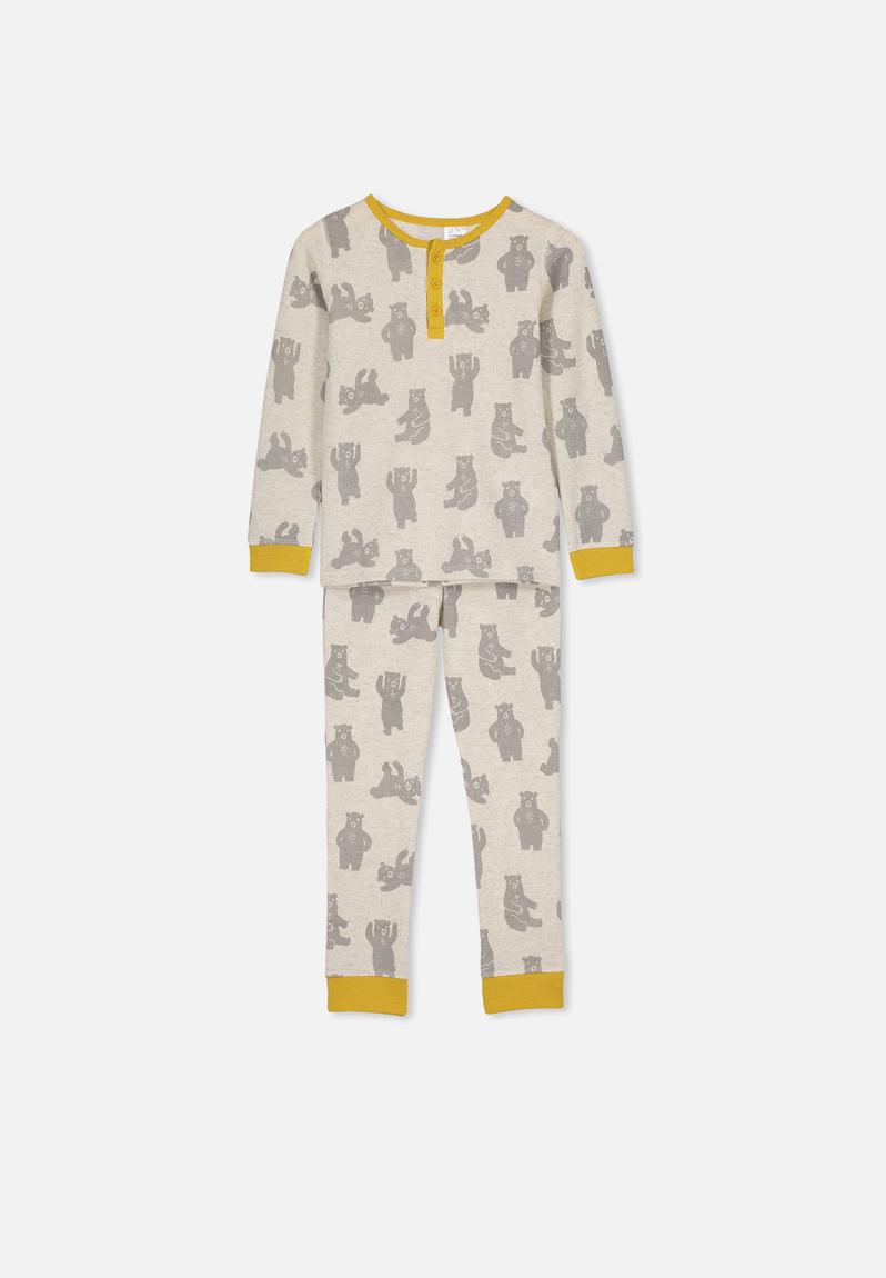 Morgan 2 long sleeve waffle pyjama set - beary sleepy Cotton On ...