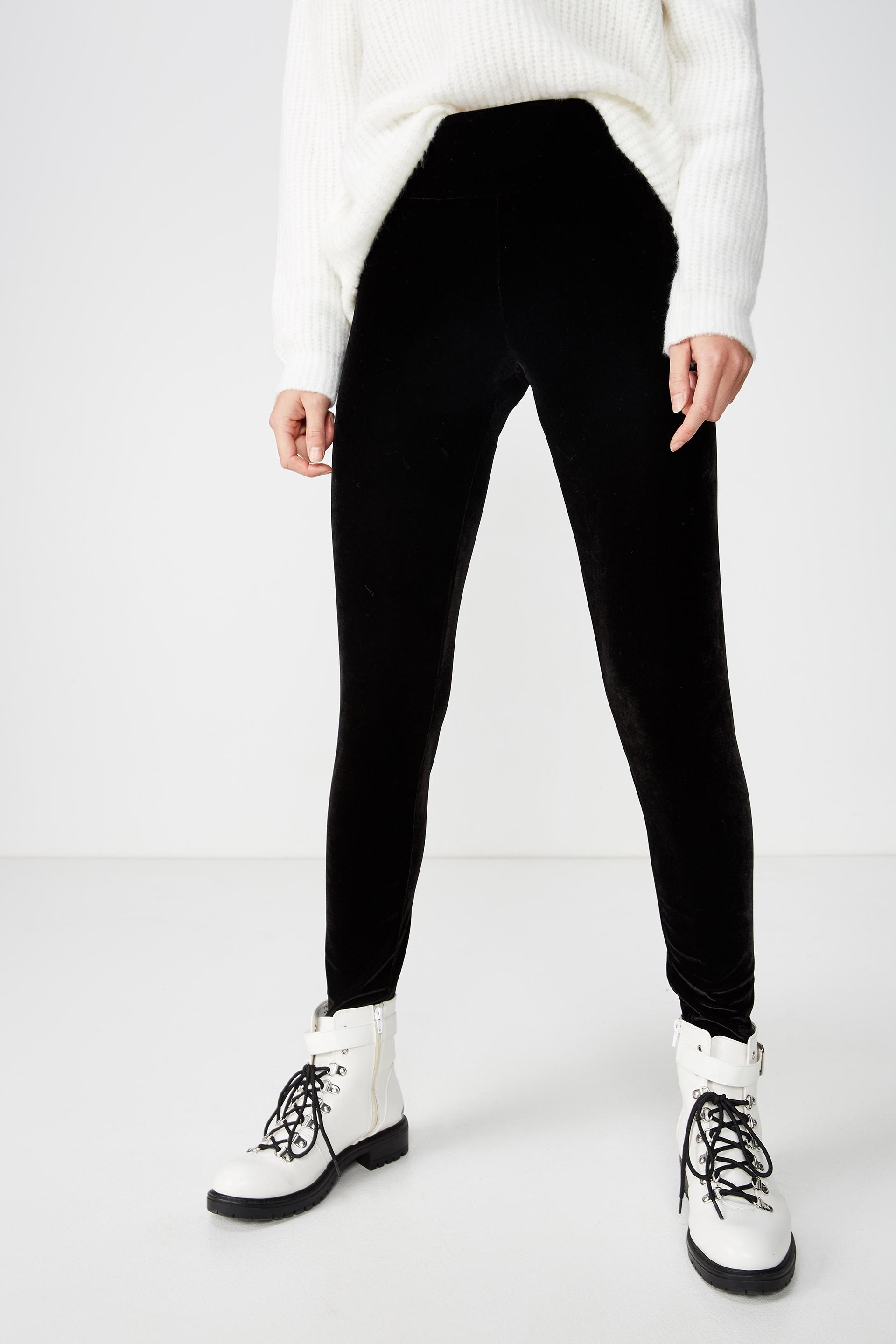 Dakota detail leggings black velvet Cotton On Trousers