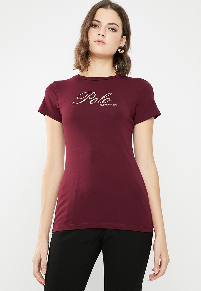 Blaire short sleeve printed tee - burgundy POLO T-Shirts, Vests & Camis ...