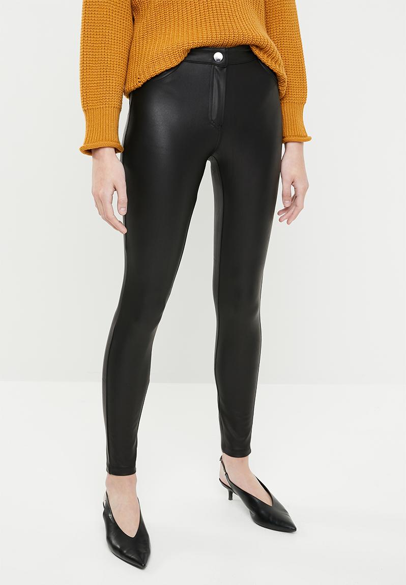 Glossed leather like leggings - black MANGO Trousers | Superbalist.com