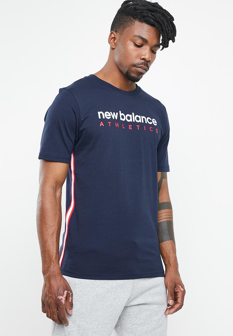 Athletics side stripe tee - navy New Balance T-Shirts | Superbalist.com