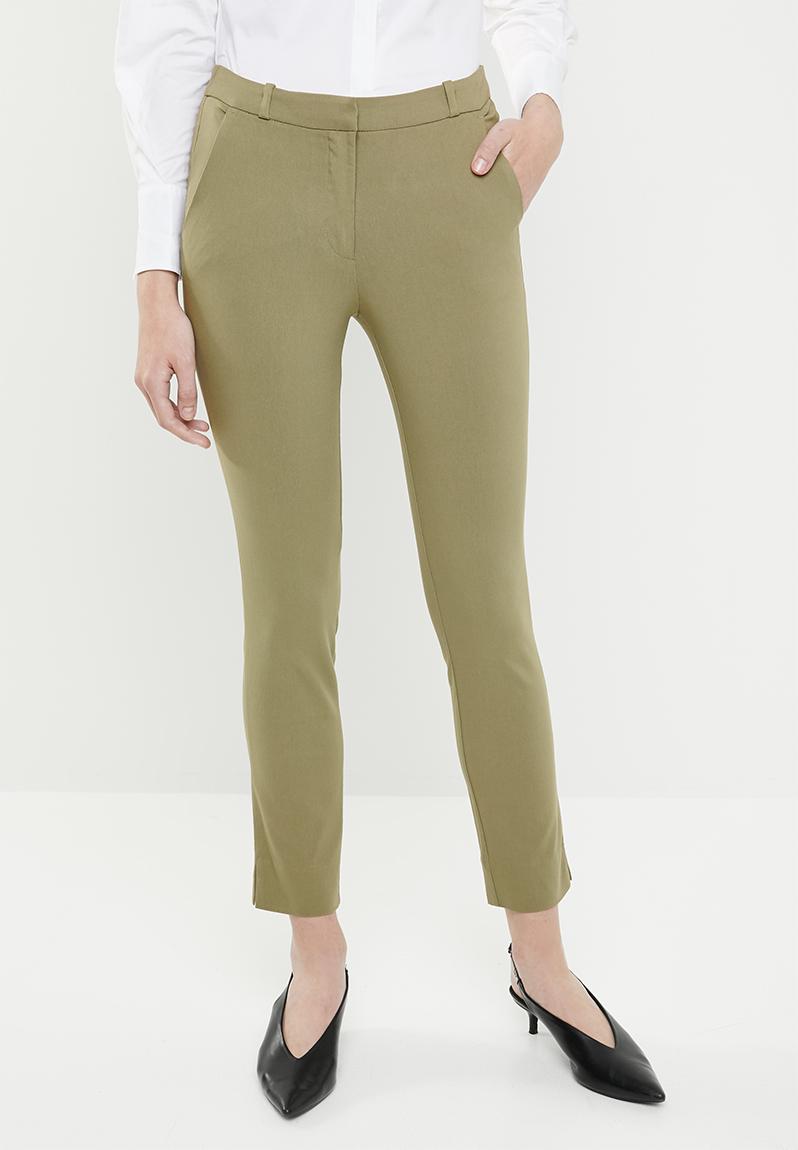 womens khaki crop pants