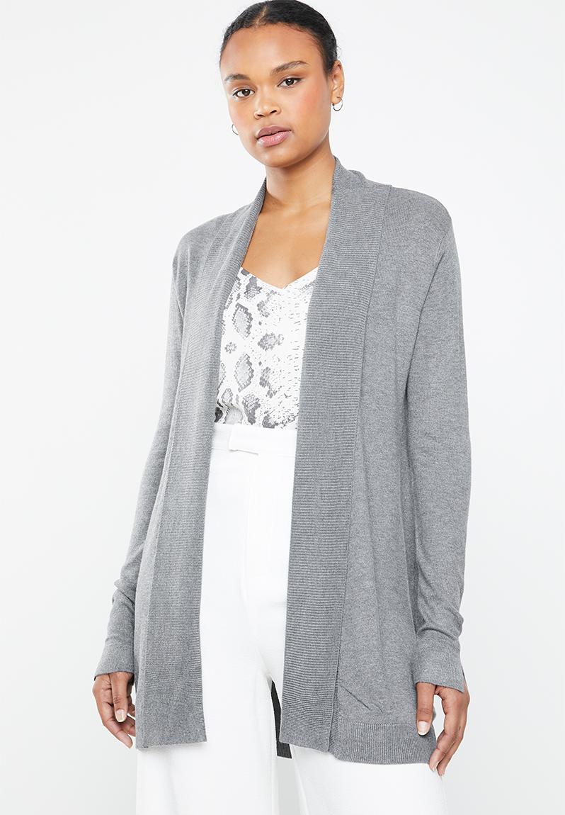 Ribbed longer length cardigan grey MANGO Knitwear
