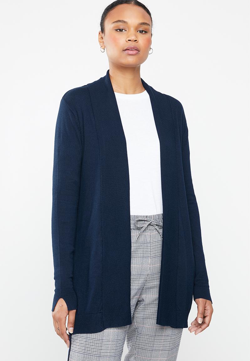 Ribbed longer length cardigan - navy MANGO Knitwear | Superbalist.com