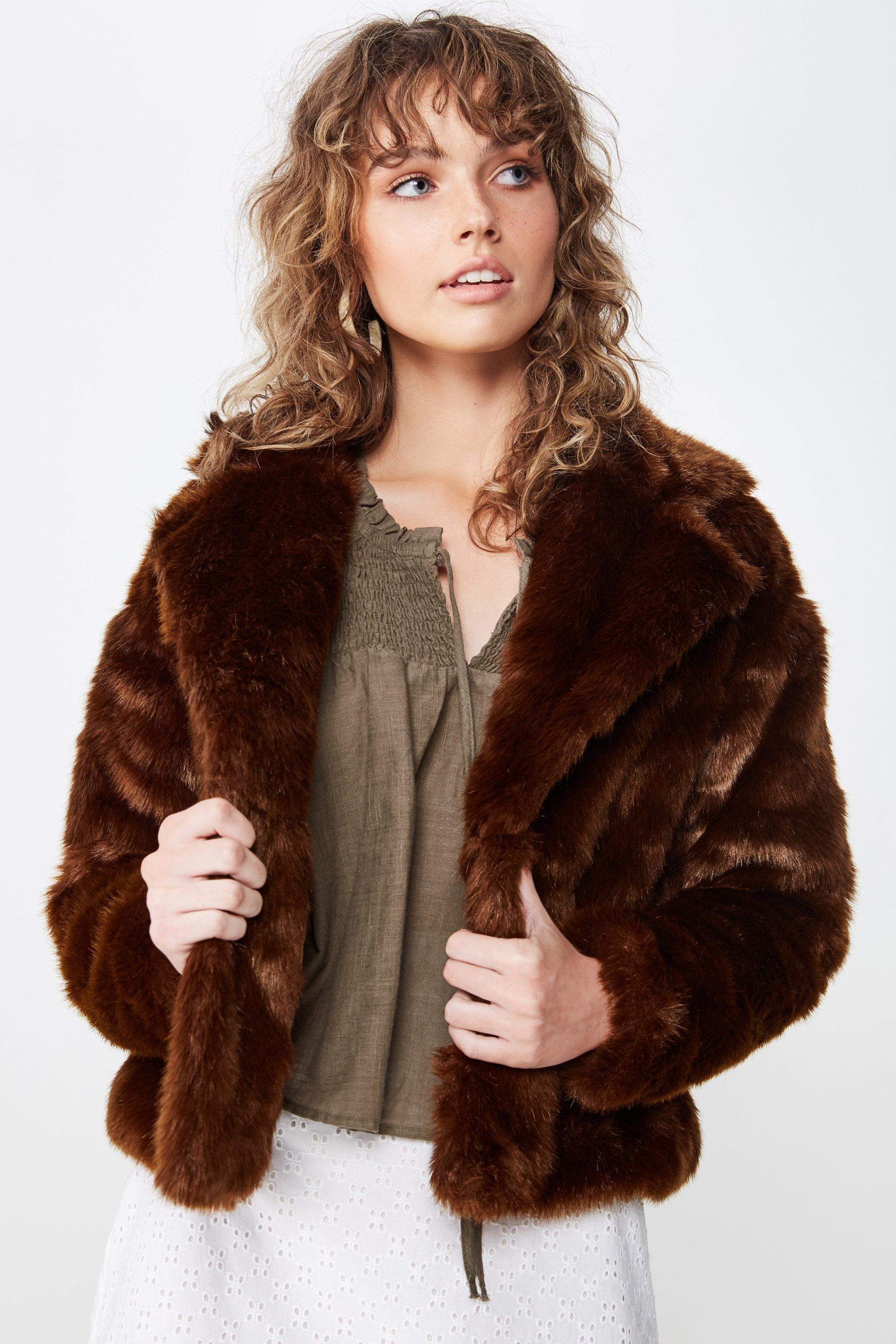 Hunter Faux Fur Coat Brown Cotton On Coats Superbalist