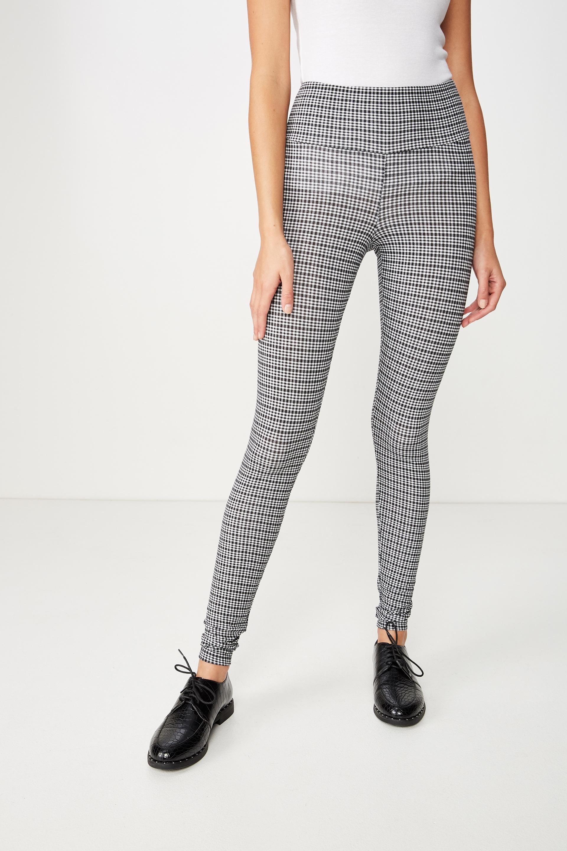 black and white check trousers womens