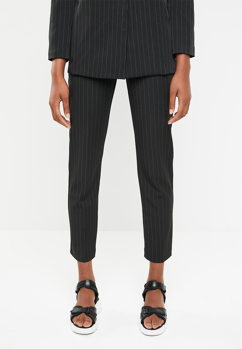black trouser with white side stripe