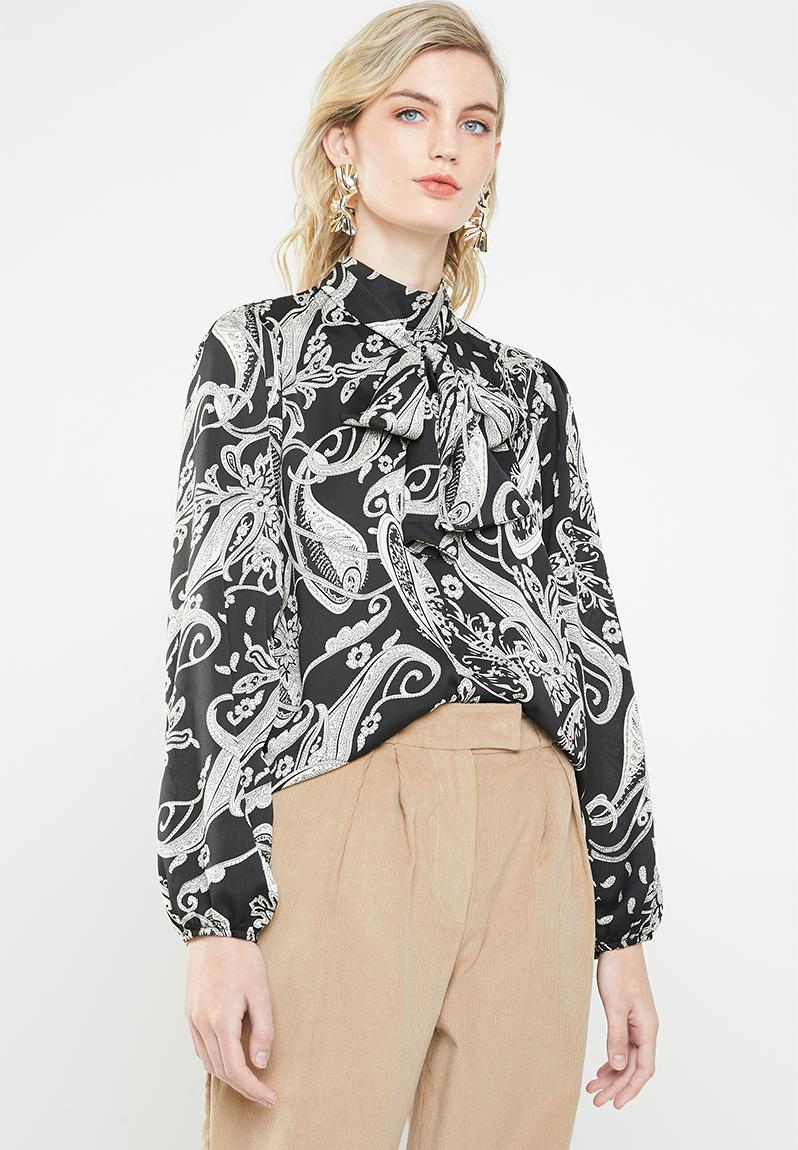 Kitty bow blouse - black paisley Superbalist Blouses | Superbalist.com