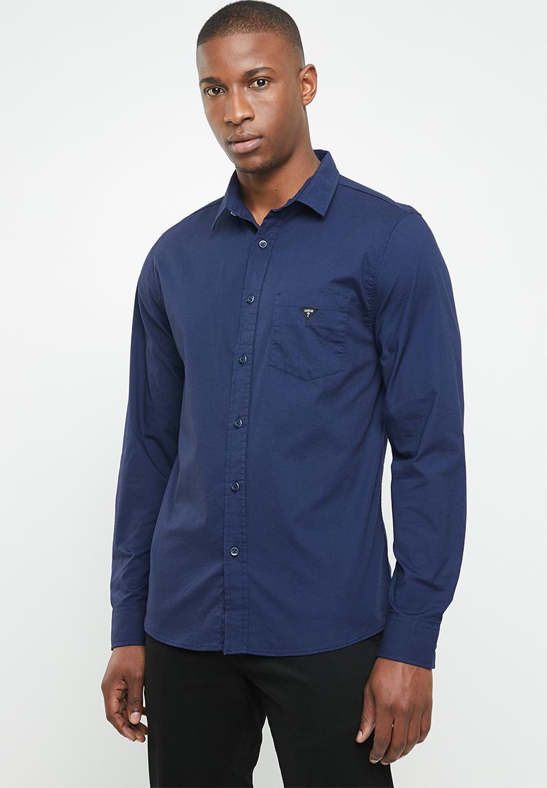 Core woven long sleeve shirt - navy GUESS Shirts | Superbalist.com