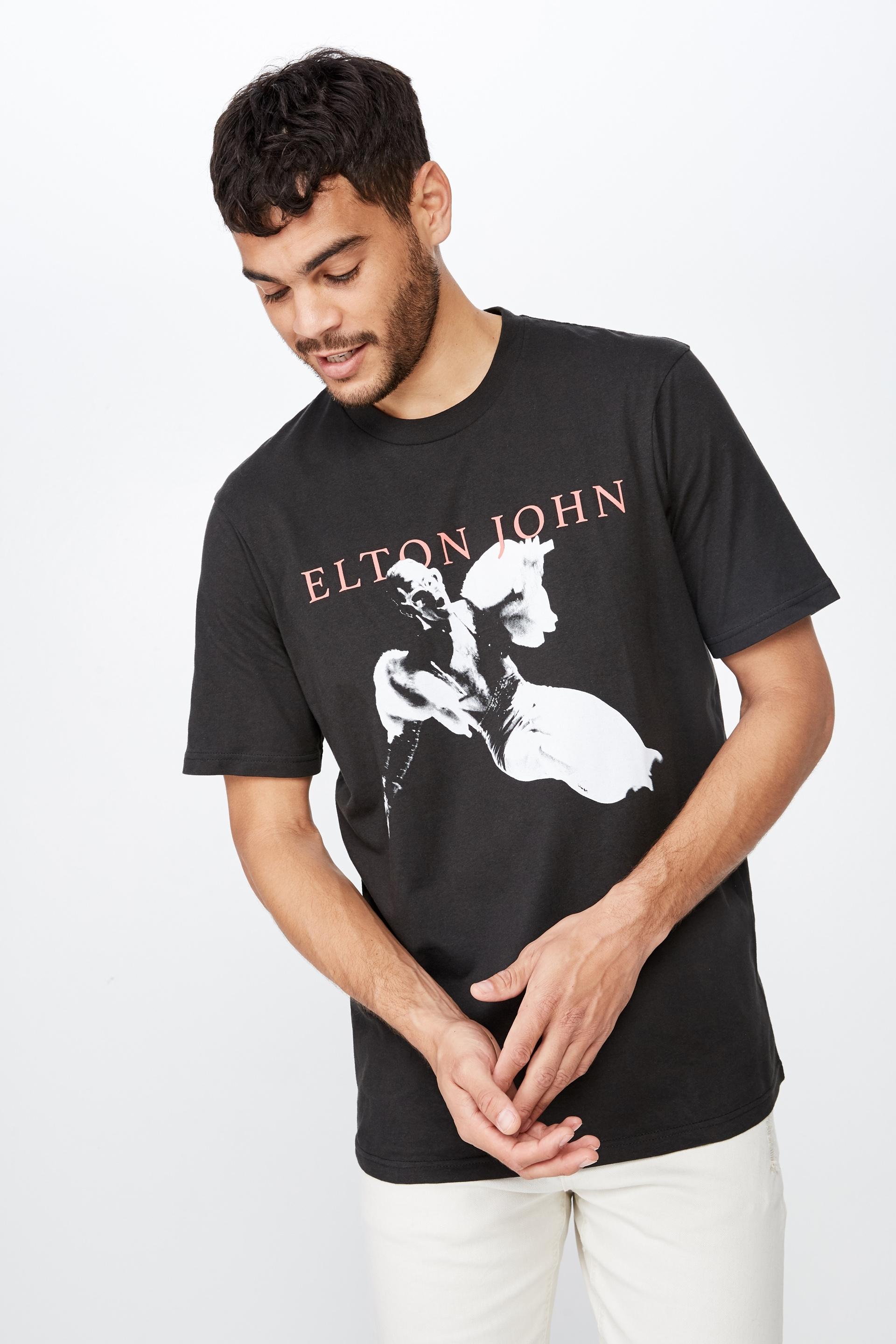 Elton John short sleeve tee - lcn br washed black/elton john flying ...