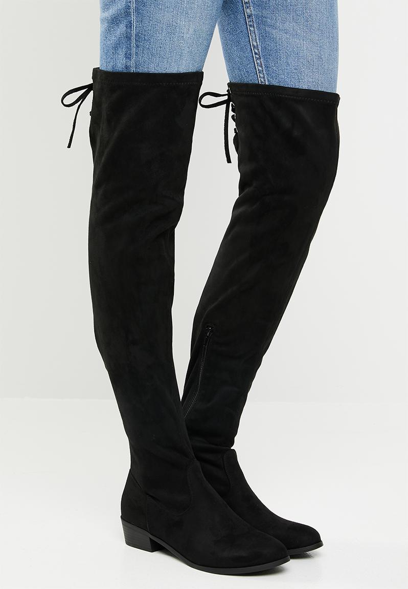 Cody faux suede over the knee block heel boot - black Madison® Boots ...