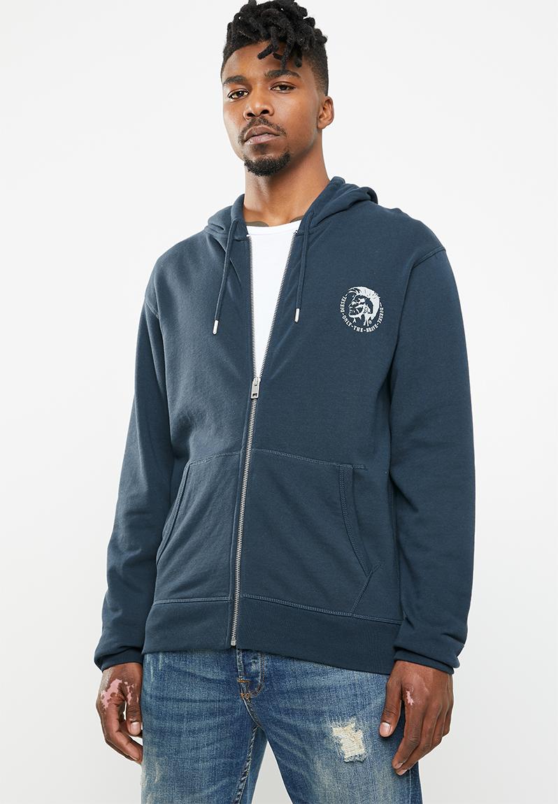 Brandon zip through hoodie - blue Diesel Hoodies & Sweats | Superbalist.com
