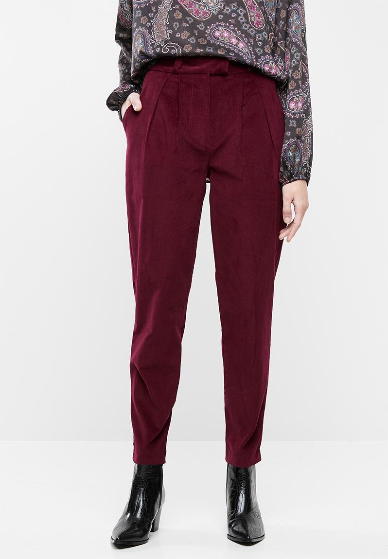 Cord tapered trouser - burgundy Superbalist Trousers | Superbalist.com
