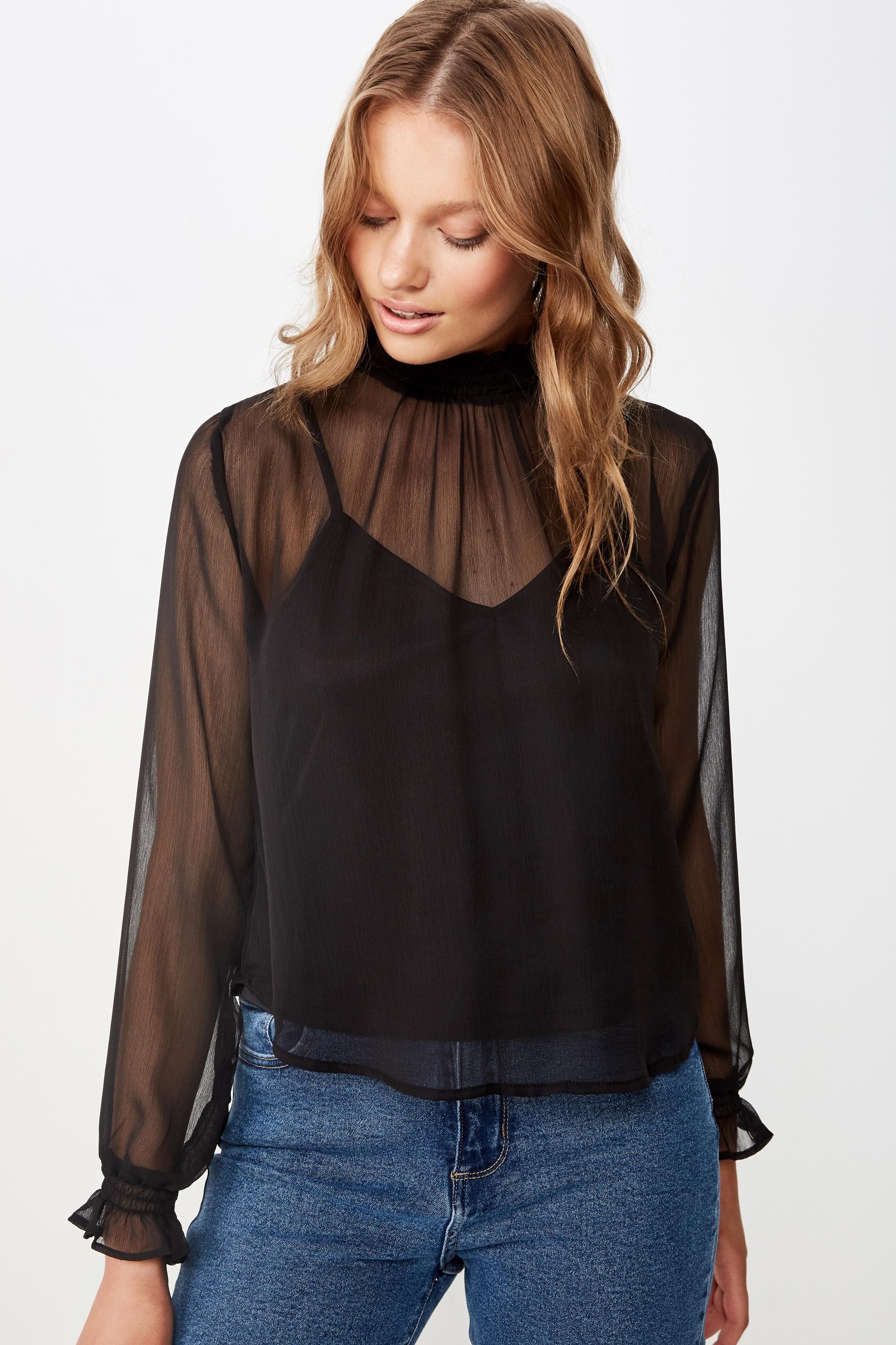 Zoey shirred mock beck blouse - black Cotton On Blouses | Superbalist.com