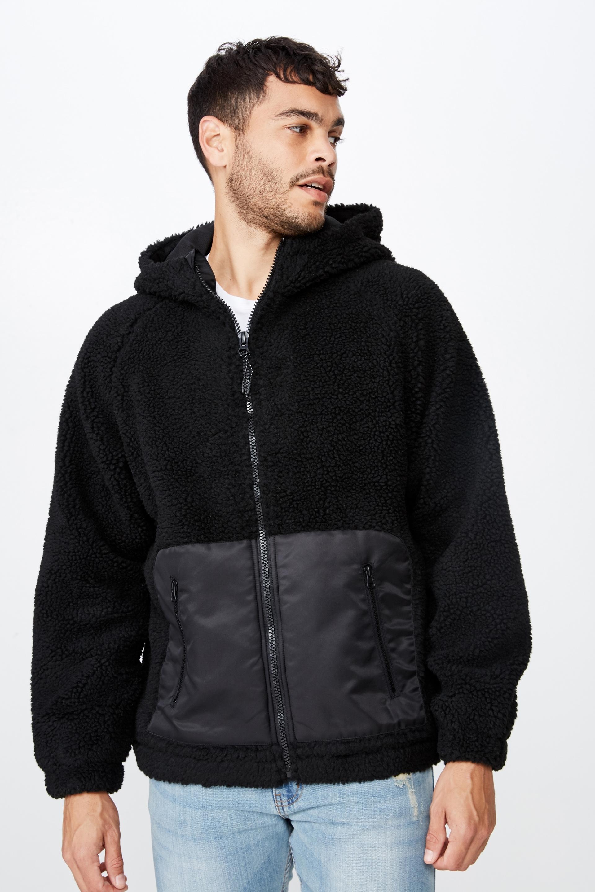 Hooded teddy zip through jacket - black Cotton On Jackets | Superbalist.com