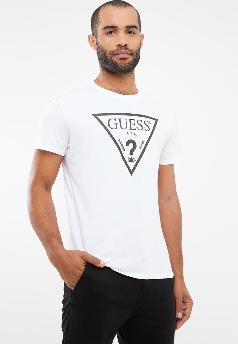 Guess short sleeve triangle tee - white GUESS T-Shirts & Vests ...