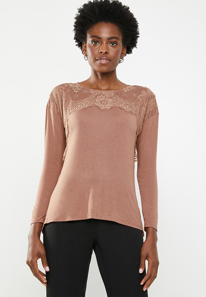 Back open lace detail top - mocca edit T-Shirts, Vests & Camis ...