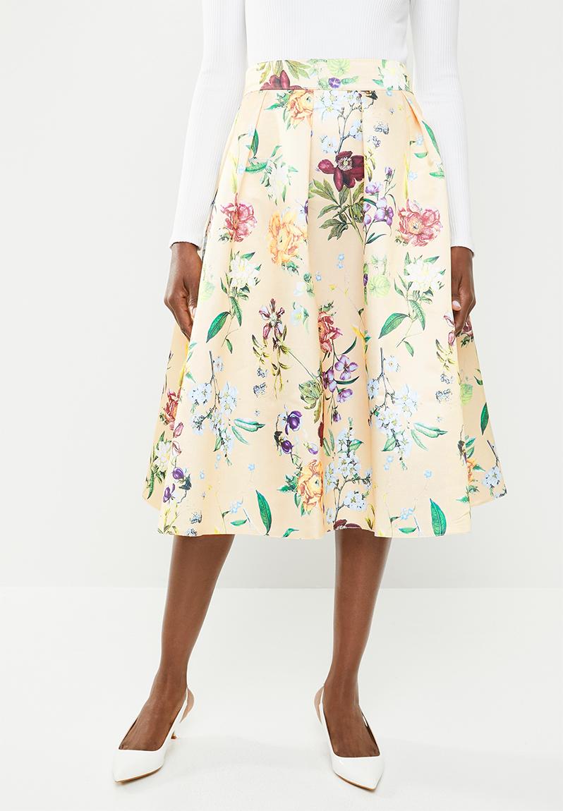 floral fit and flare skirt
