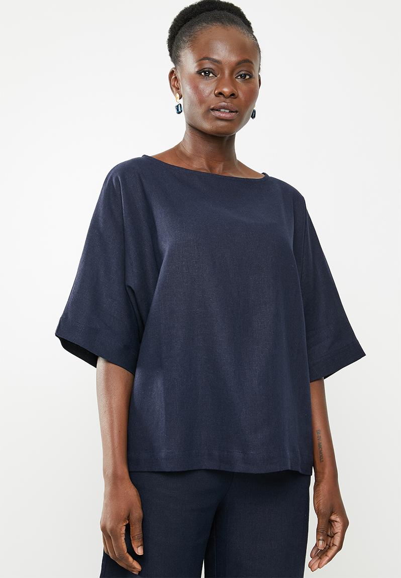 Easy wearing linen blend top - navy edit Blouses | Superbalist.com