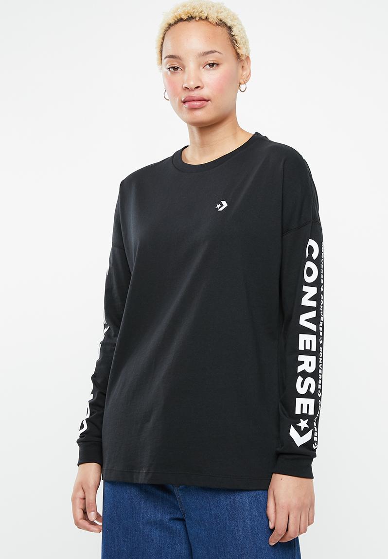 Download Converse wordmark long sleeve tee - black Converse T ...