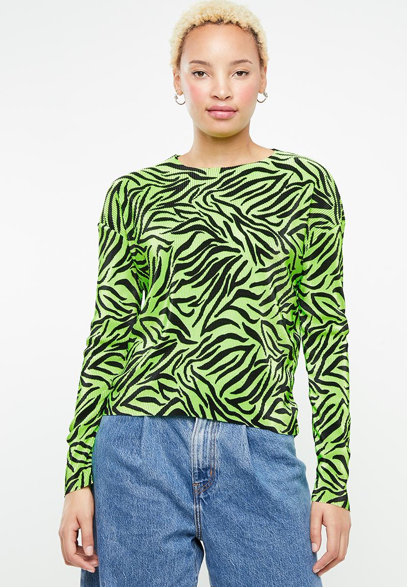 Plisse zebra top - green Missguided T-Shirts, Vests & Camis ...