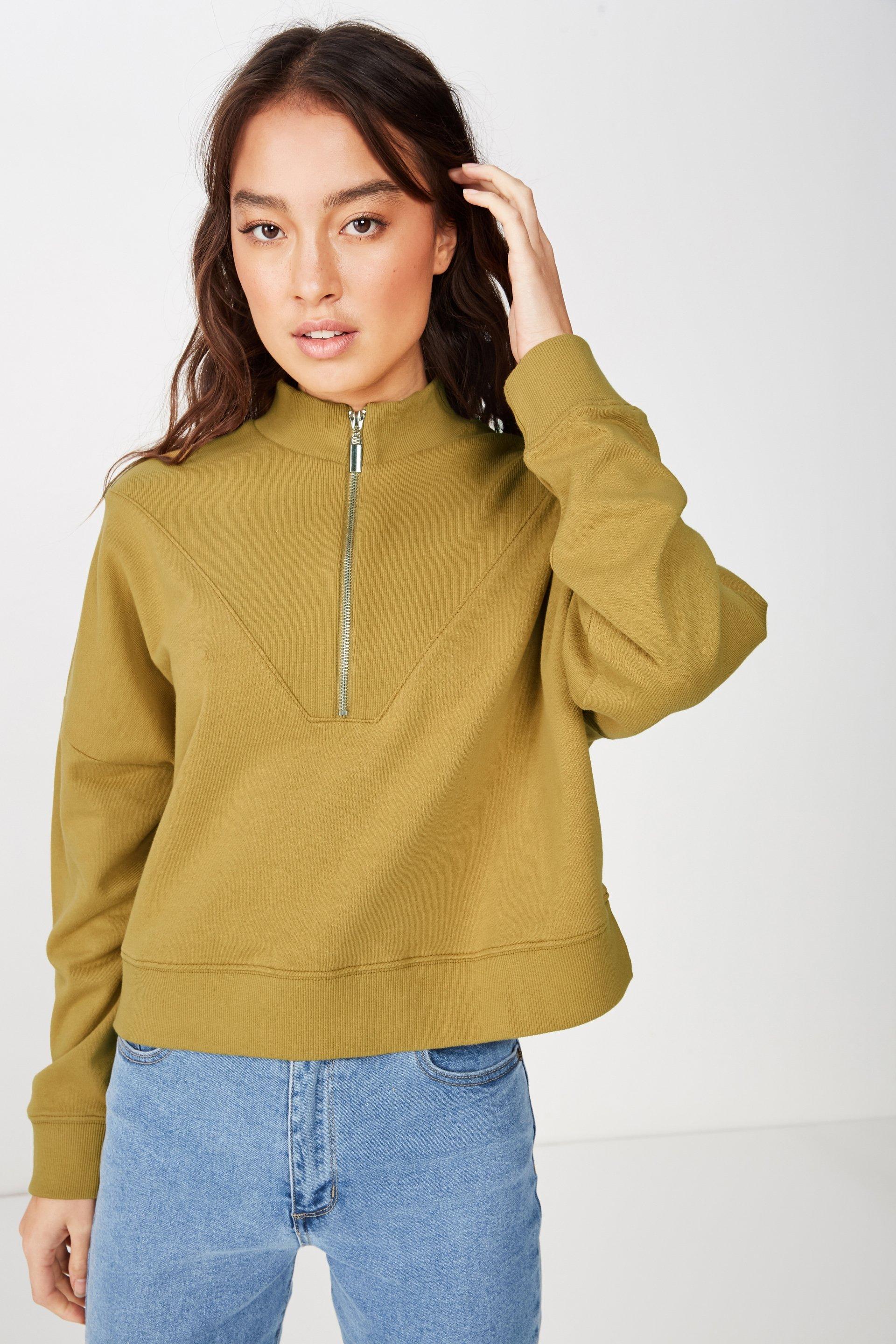 Download Prue half zip fleece crew - mustard Cotton On Hoodies ...