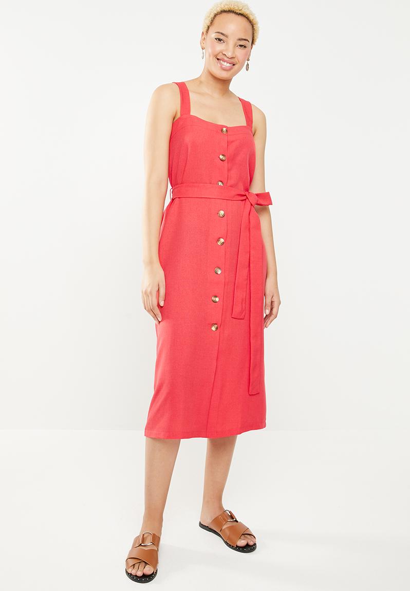 Midi Front Button Dress Red STYLE REPUBLIC Casual | Superbalist.com