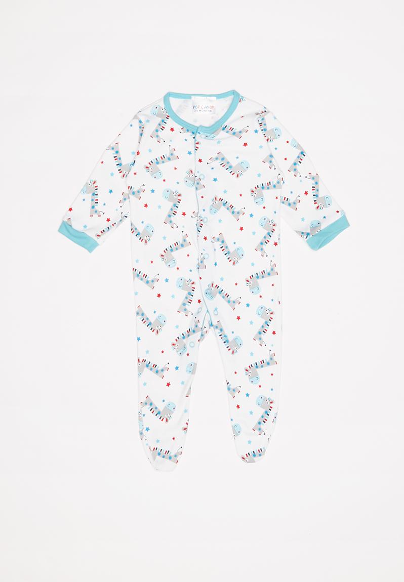 Baby boys sleepsuit - white/blue POP CANDY Babygrows & Sleepsuits ...