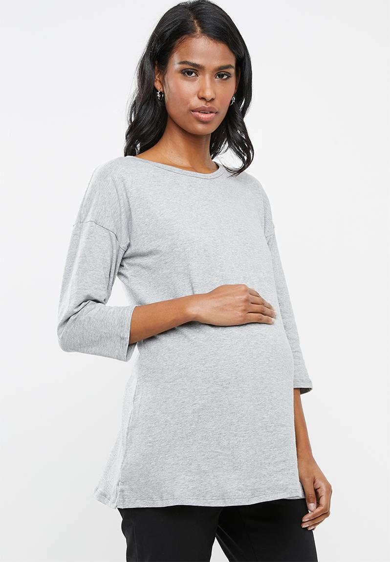 Crew neck knit top - grey melange edit Maternity Tops | Superbalist.com