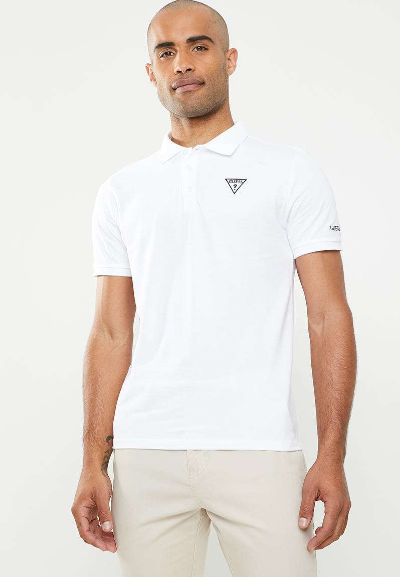 Short sleeve guess classic polo - true white GUESS T-Shirts & Vests ...