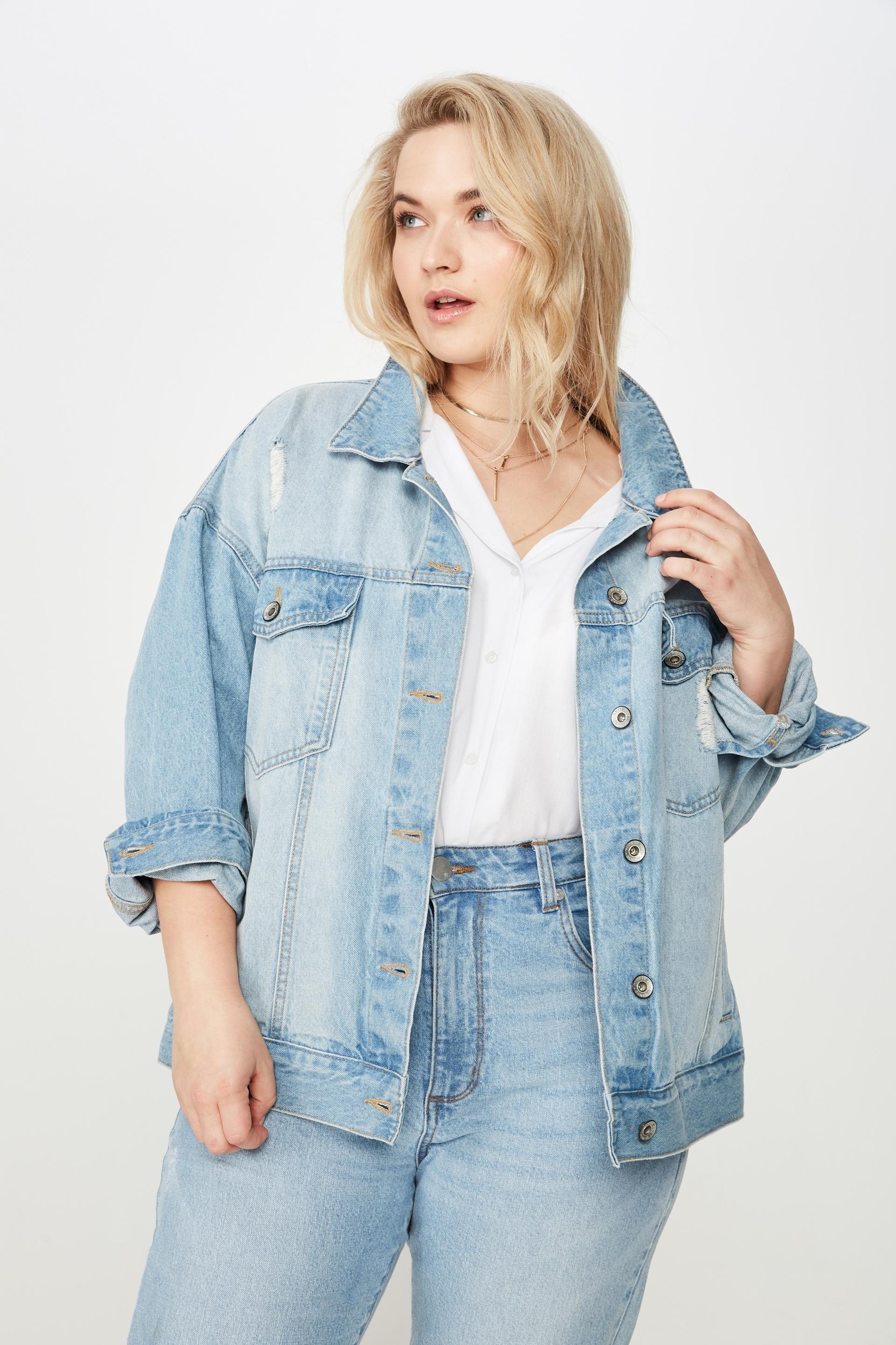 Curve boyfriend denim jacket - ripped blue Cotton On Jackets & Coats ...