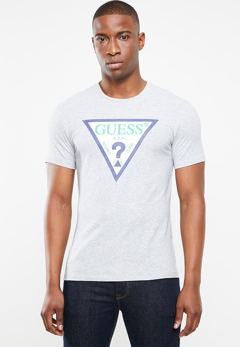 Download Guess triangle short sleeve rubber tee - light grey ...