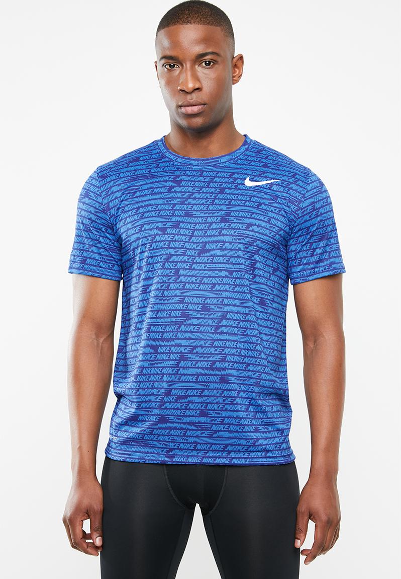 Nk dry short sleeve all over print tee - battle blue Nike T-Shirts ...