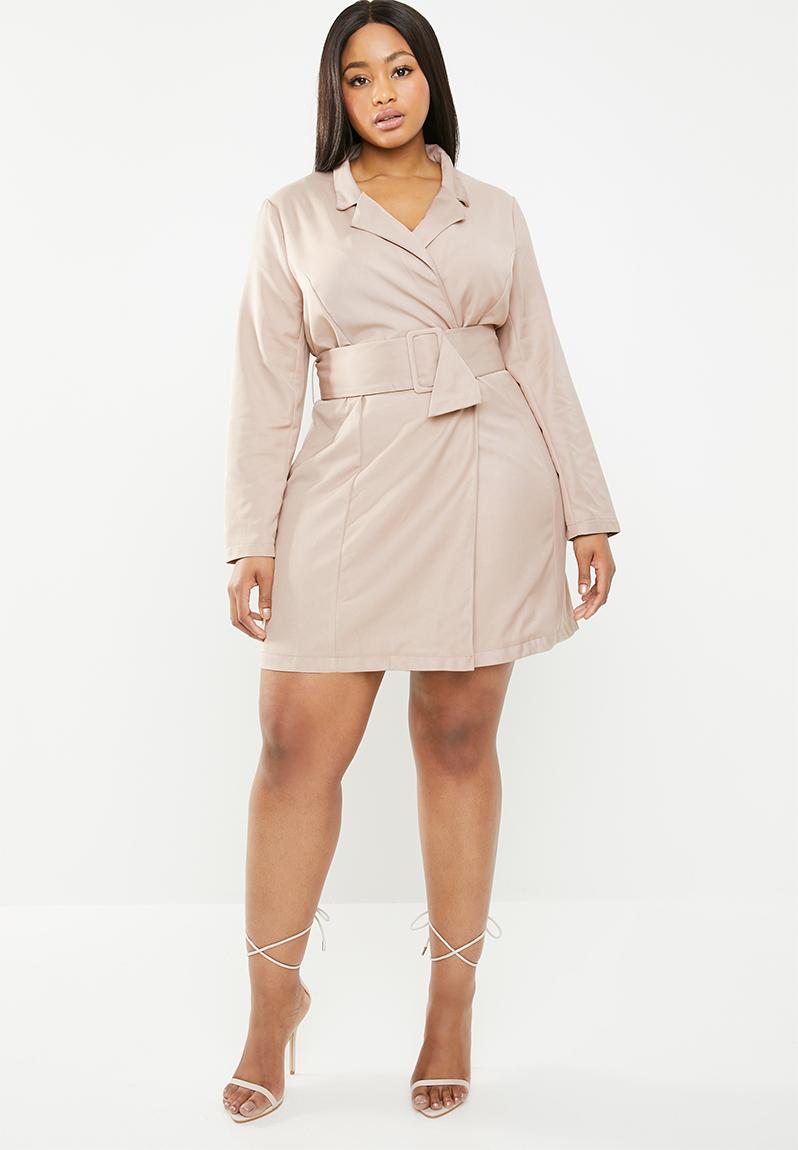 Belted Blazer Dress Neutral Missguided Dresses 7606