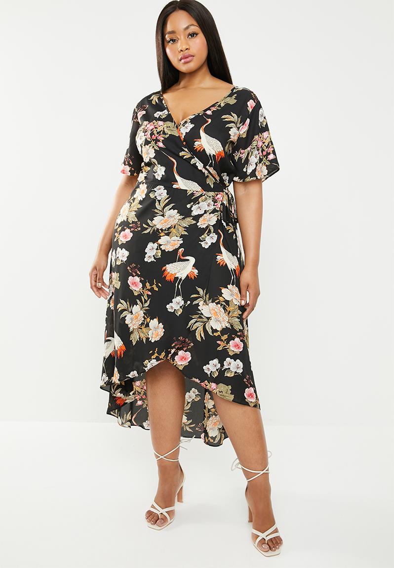 curve wrap midi dress