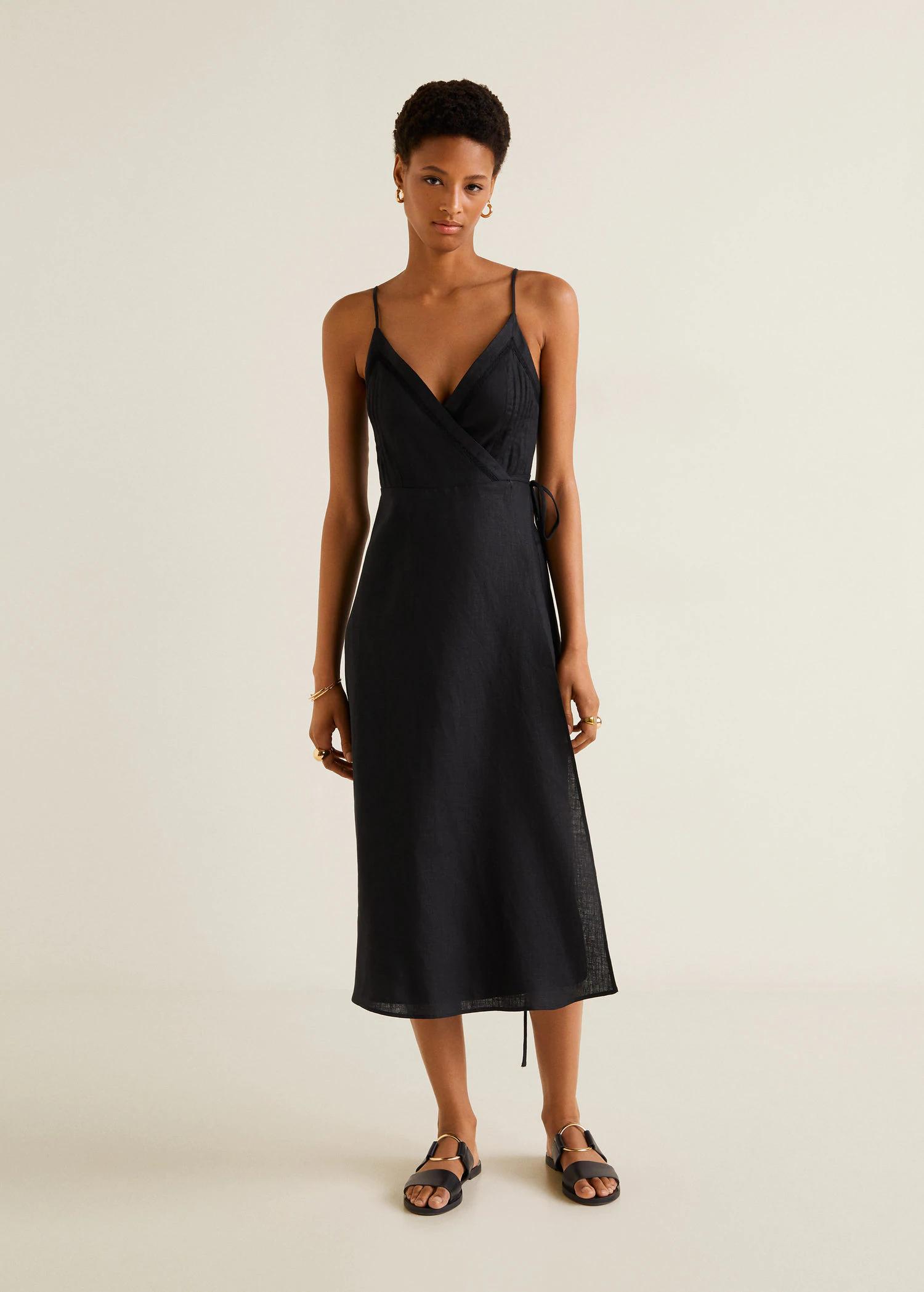 mango black wrap dress