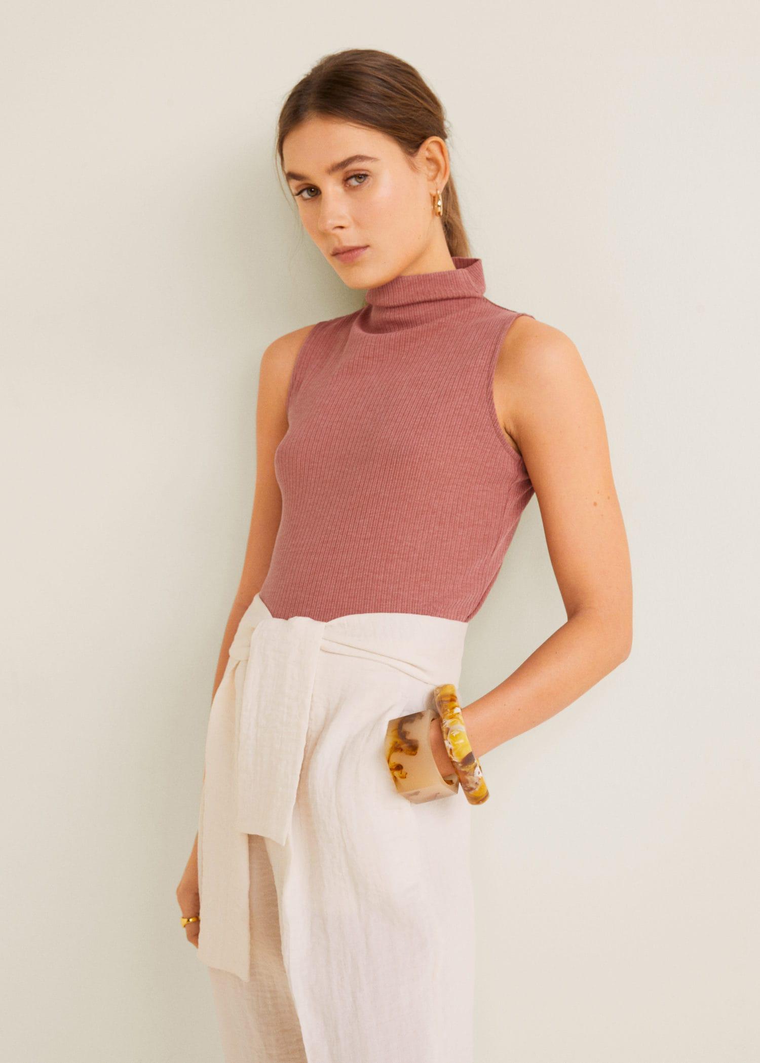 Turtle Neck Sleeveless Top Pink MANGO T Shirts Vests Camis Superbalist Com