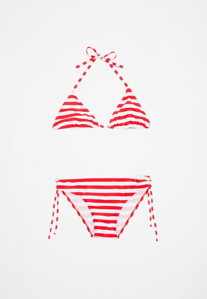 Split stripe bikini
