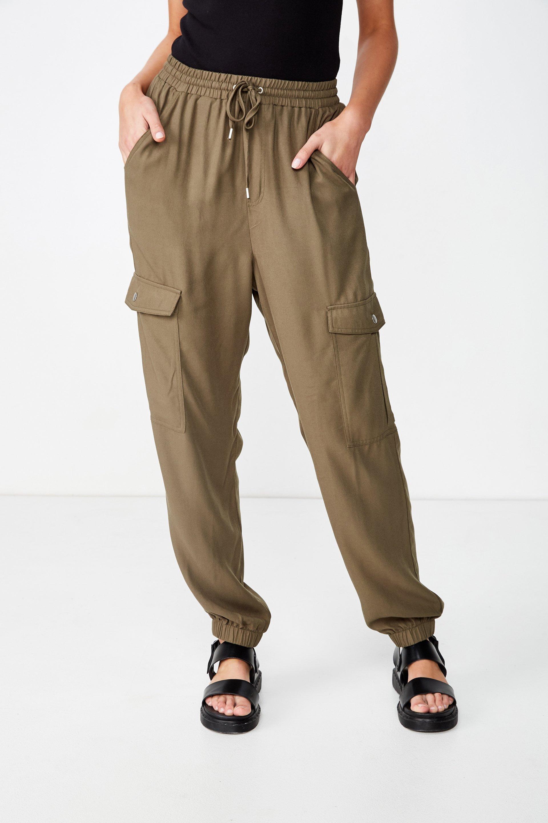 Cerrie drapey utility pants - olive night Cotton On Trousers ...