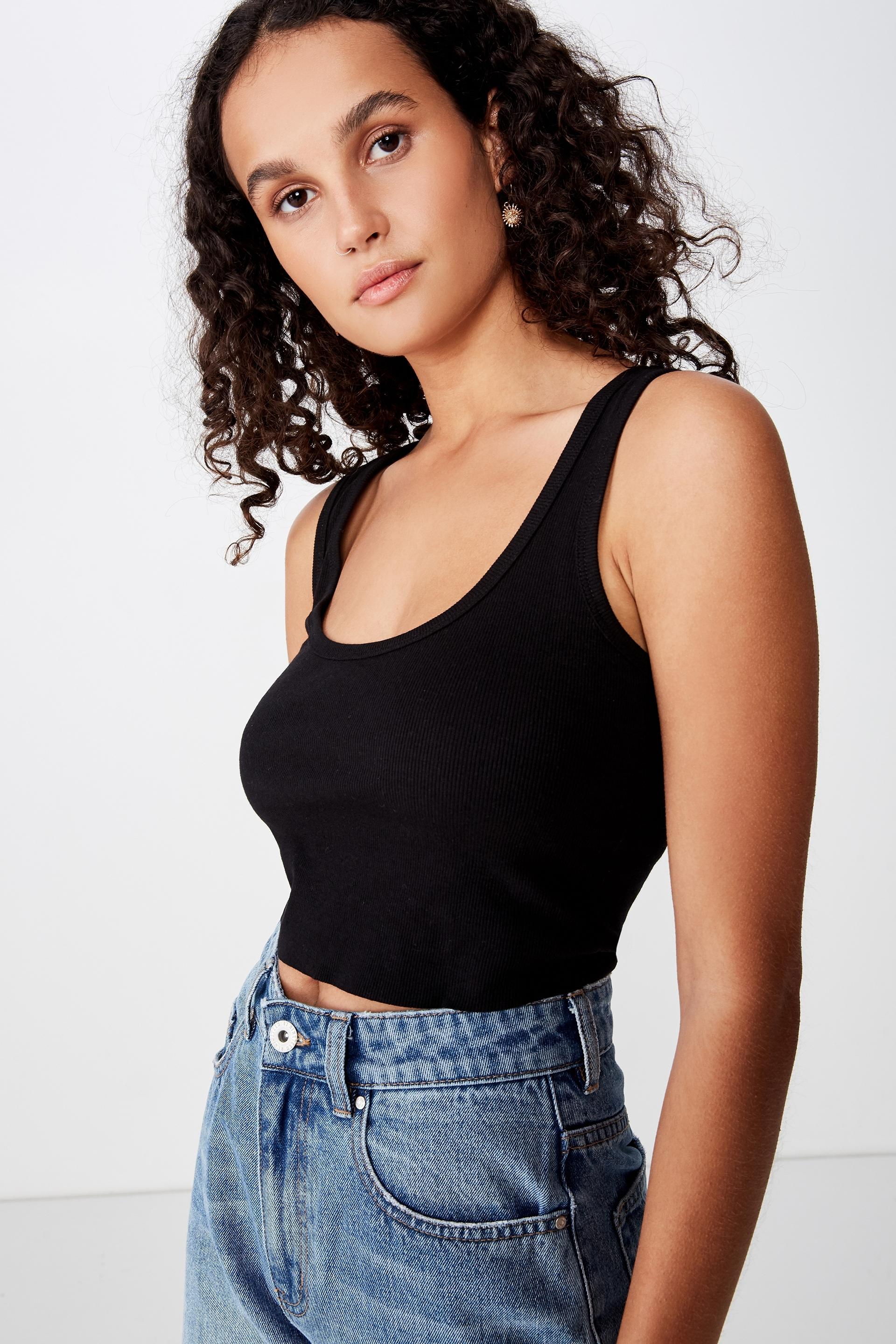 The sister crop tank - black Cotton On T-Shirts, Vests & Camis ...